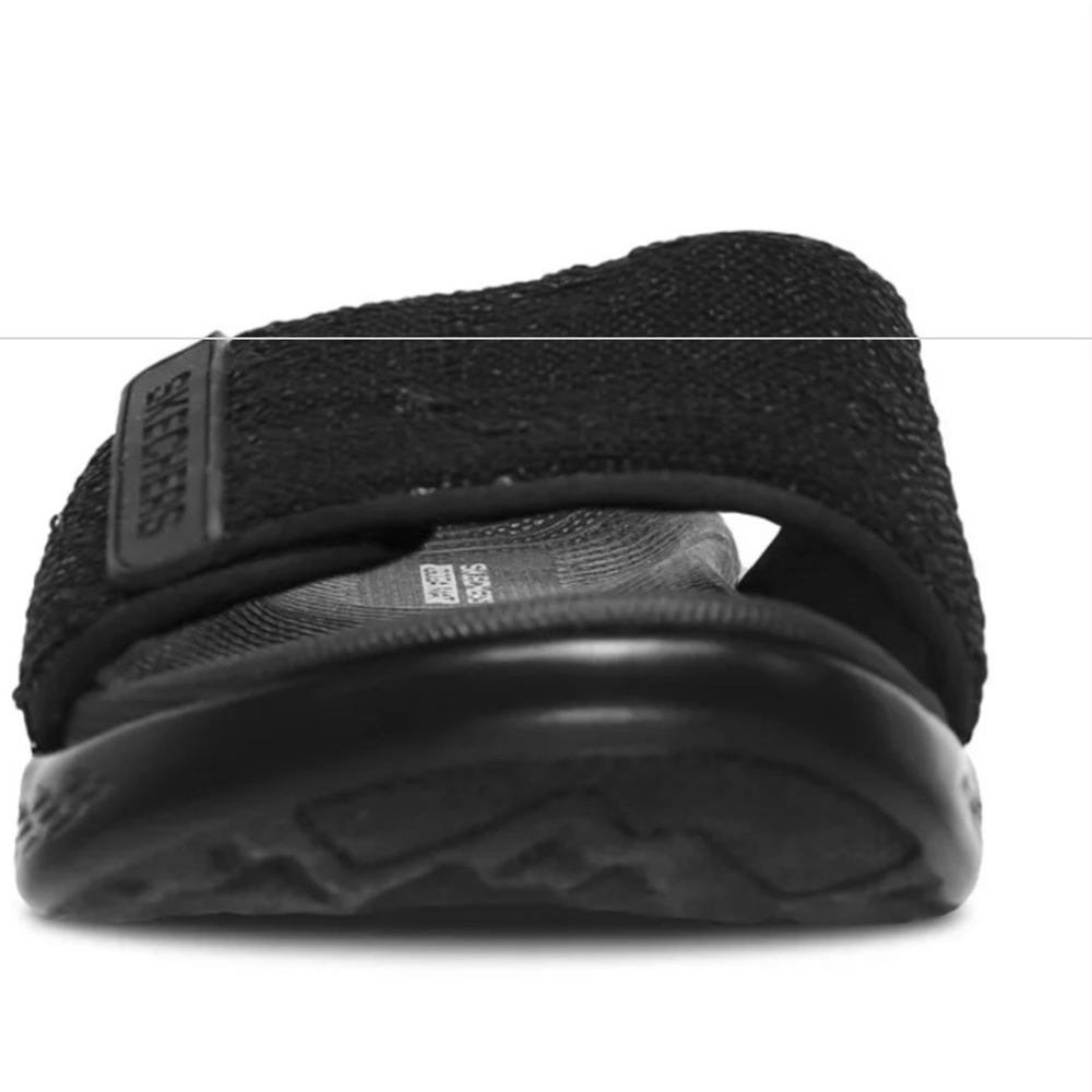 SKECHERS BLACK SEQUIN SLIDE SANDAL - Picture 9 of 9